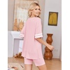 Ekouaer Womens Pajamas Casual 2 Piece Short Sleeve Biker Shorts Lounge Set(Pink)