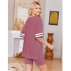 Ekouaer Womens Pajamas Casual 2 Piece Short Sleeve Biker Shorts Lounge Set(Purple Red)