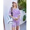 Ekouaer Womens Pajamas Casual 2 Piece Short Sleeve Biker Shorts Lounge Set(Tie Dye Purple)