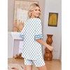 Ekouaer Womens Pajamas Casual 2 Piece Short Sleeve Biker Shorts Lounge Set(White Blue Bow Knot)