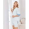 Ekouaer Womens Pajamas Casual 2 Piece Short Sleeve Biker Shorts Lounge Set(White Blue Bow Knot)
