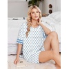 Ekouaer Womens Pajamas Casual 2 Piece Short Sleeve Biker Shorts Lounge Set(White Blue Bow Knot)