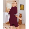 Ekouaer Womens Pajamas Casual 2 Piece Short Sleeve Biker Shorts Lounge Set(Wine)