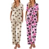 Ekouaer 2 Pack Womens Pajamas Sets Short Sleeve Pjs Button Up Sleepwear Set(Stars and Bows)