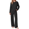 Ekouaer 2 Piece Lounge Sets for Women Long Sleeve Matching Pajama Set(Black)
