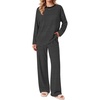 Ekouaer 2 Piece Lounge Sets for Women Long Sleeve Matching Pajama Set(Black Stripes)