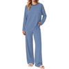 Ekouaer 2 Piece Lounge Sets for Women Long Sleeve Matching Pajama Set(Blue Stripes)