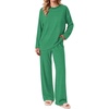 Ekouaer 2 Piece Lounge Sets for Women Long Sleeve Matching Pajama Set(Green Stripes)