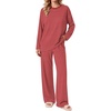Ekouaer 2 Piece Lounge Sets for Women Long Sleeve Matching Pajama Set(Red Stripes)