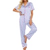 Ekouaer 2 Piece Satin Short Sleeve Pajamas Set Button Down Sleepwear(Pink Striped)