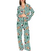 Ekouaer Christmas Pajamas Womens Long Sleeve Holiday Matching Pjs Set(Christmas Green Striped)