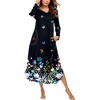 Ekouaer Long Nightgowns for Women Long Sleeve House Dress with Pockets(Black Butterflies)