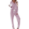 Ekouaer Women’s Pajamas Long Sleeve Loungewear Casual Button Down Pjs Pink