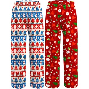 Ekouaer 2 Pack: Boys Pajamas Pants Soft Elastic Waist PJ Bottoms Comfy Lounge Long Pants with 2 Pockets 4-14 Years(Christmas)