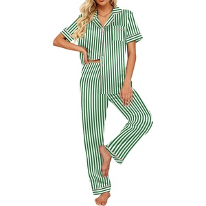 Ekouaer 2 Piece Satin Short Sleeve Pajamas Set Button Down Sleepwear(Black Hearts)