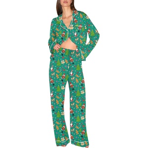 Ekouaer Christmas Pajamas Womens Long Sleeve Holiday Matching Pjs Set(Christmas Green Elf)