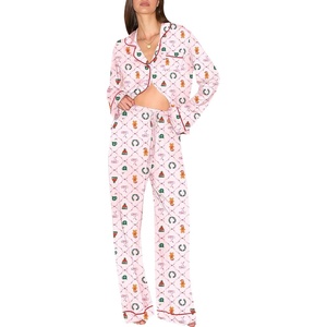 Ekouaer Christmas Pajamas Womens Long Sleeve Holiday Matching Pjs Set(Christmas Pink)