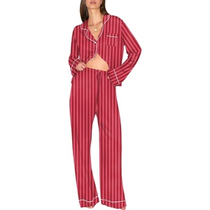 Ekouaer Christmas Pajamas Womens Long Sleeve Holiday Matching Pjs Set(Striped Red Rose)