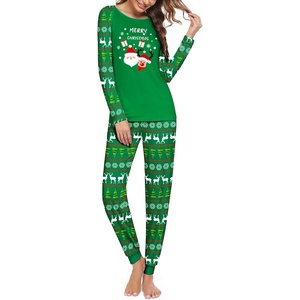 Ekouaer Christmas Pajamas for Women Cute Print Long Sleeve Pj Lounge Set(Green_merry Christmas)