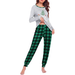 Ekouaer Christmas Pajamas for Women Cute Print Long Sleeve Pj Lounge Set(Merry Tree)