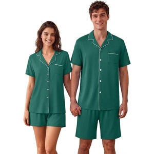 Ekouaer Matching Pajamas for Couples Short Sleeve Pjs 2 Piece Lounge Sets(Green)