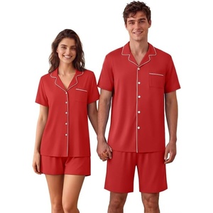 Ekouaer Matching Pajamas for Couples Short Sleeve Pjs 2 Piece Lounge Sets(Red)