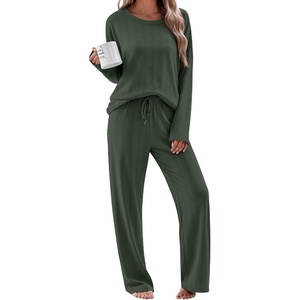 Ekouaer Pajama Set Womens Soft Pjs 2 Piece Long Sleeve Lounge Sets(Army Green)