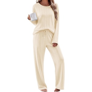 Ekouaer Pajama Set Womens Soft Pjs 2 Piece Long Sleeve Lounge Sets(Beige)