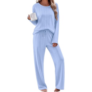 Ekouaer Pajama Set Womens Soft Pjs 2 Piece Long Sleeve Lounge Sets(Ice Blue)