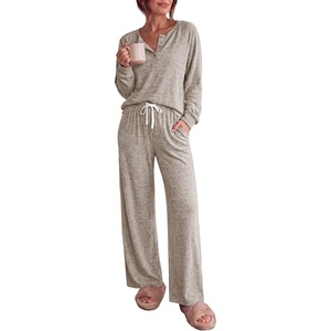 Ekouaer Pajamas for Women Set Soft 2 Piece Lounge Set Fall Outfits(Khaki)