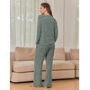 Ekouaer Pajama Sets for Women Long Sleeve Sleepwear Crew Neck Pj Lounge Set(Army Green)