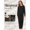 Ekouaer Pajama Sets for Women Long Sleeve Sleepwear Crew Neck Pj Lounge Set(Black)