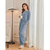 Ekouaer Pajama Sets for Women Long Sleeve Sleepwear Crew Neck Pj Lounge Set(Blue)