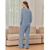 Ekouaer Pajama Sets for Women Long Sleeve Sleepwear Crew Neck Pj Lounge Set(Blue)