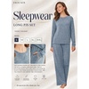 Ekouaer Pajama Sets for Women Long Sleeve Sleepwear Crew Neck Pj Lounge Set(Blue)