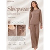 Ekouaer Pajama Sets for Women Long Sleeve Sleepwear Crew Neck Pj Lounge Set(Brown)