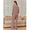 Ekouaer Pajama Sets for Women Long Sleeve Sleepwear Crew Neck Pj Lounge Set(Brown)
