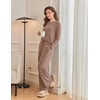 Ekouaer Pajama Sets for Women Long Sleeve Sleepwear Crew Neck Pj Lounge Set(Brown)