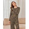 Ekouaer Pajama Sets for Women Long Sleeve Sleepwear Crew Neck Pj Lounge Set(Brown Leopard)