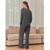 Ekouaer Pajama Sets for Women Long Sleeve Sleepwear Crew Neck Pj Lounge Set(Dark Grey)