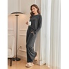 Ekouaer Pajama Sets for Women Long Sleeve Sleepwear Crew Neck Pj Lounge Set(Dark Grey)