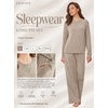 Ekouaer Pajama Sets for Women Long Sleeve Sleepwear Crew Neck Pj Lounge Set(Khaki)