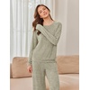 Ekouaer Pajama Sets for Women Long Sleeve Sleepwear Crew Neck Pj Lounge Set(Lake Green)