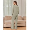 Ekouaer Pajama Sets for Women Long Sleeve Sleepwear Crew Neck Pj Lounge Set(Lake Green)