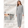 Ekouaer Pajama Sets for Women Long Sleeve Sleepwear Crew Neck Pj Lounge Set(Light Grey)