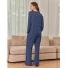 Ekouaer Pajama Sets for Women Long Sleeve Sleepwear Crew Neck Pj Lounge Set(Navy Blue)