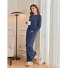 Ekouaer Pajama Sets for Women Long Sleeve Sleepwear Crew Neck Pj Lounge Set(Navy Blue)
