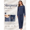 Ekouaer Pajama Sets for Women Long Sleeve Sleepwear Crew Neck Pj Lounge Set(Navy Blue)