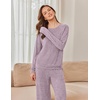 Ekouaer Pajama Sets for Women Long Sleeve Sleepwear Crew Neck Pj Lounge Set(Purple)
