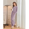 Ekouaer Pajama Sets for Women Long Sleeve Sleepwear Crew Neck Pj Lounge Set(Purple)
